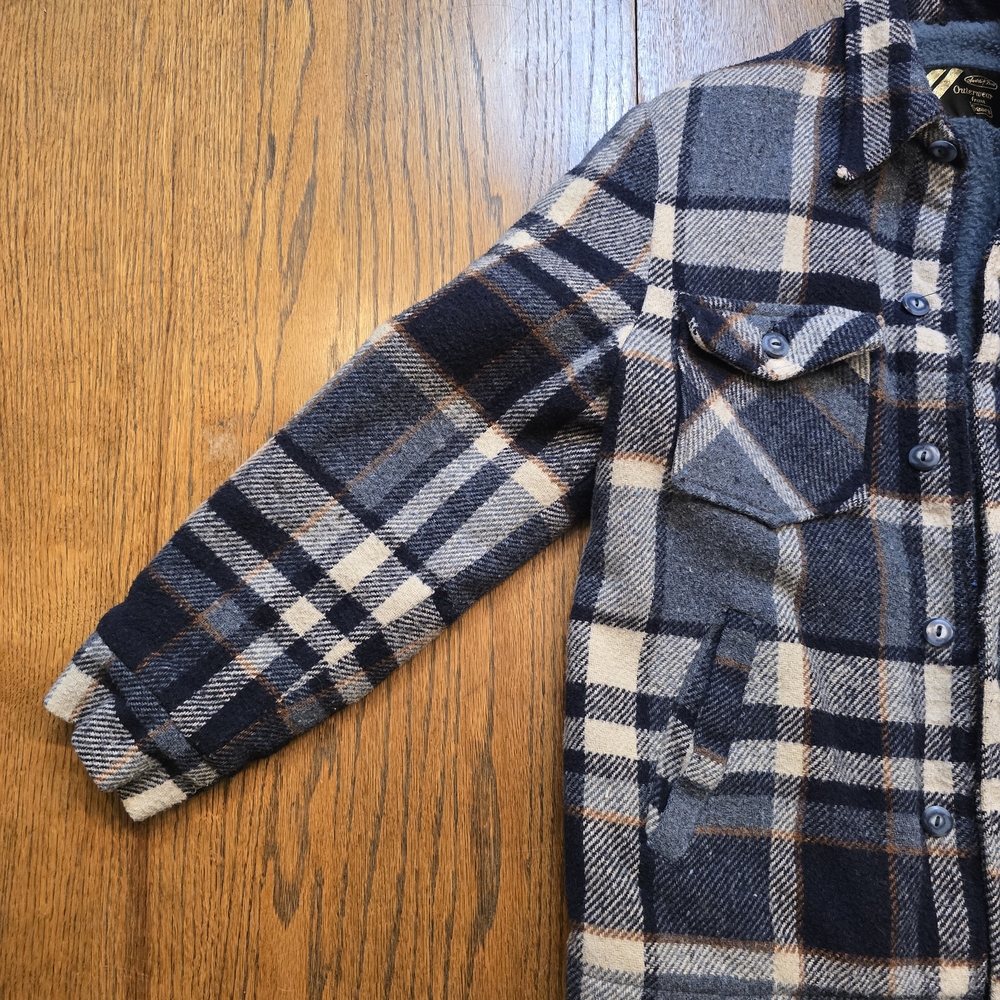Vintage 1970s Sears Wool Plaid Fleece Lined Jacket Mens Medium Blue - Picture 7 of 11
